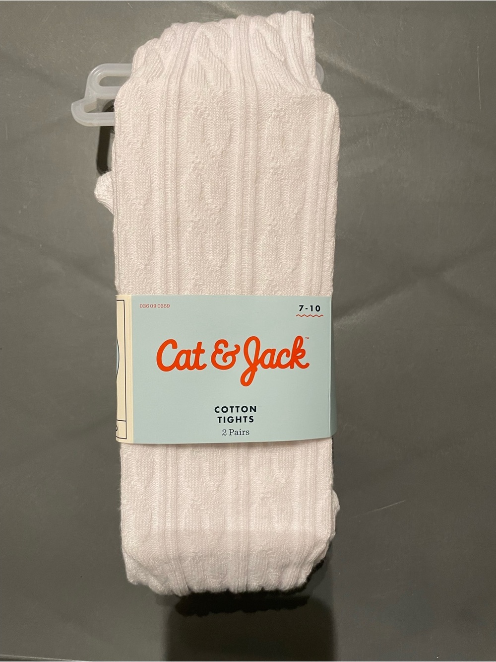 Cat & Jack Girls 2pk Cotton Tights White Medium 7-10 NWT